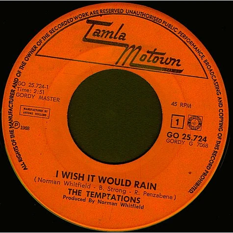 The Temptations - I Wish It Would Rain