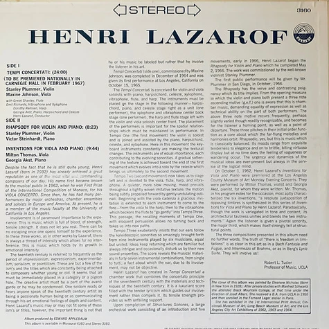 Henri Lazarof - Music Of Today