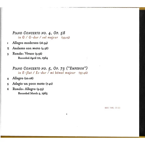 Ludwig van Beethoven - Arthur Rubinstein, Boston Symphony Orchestra , Conductor Erich Leinsdorf - Piano Concertos Nos. 4 & 5