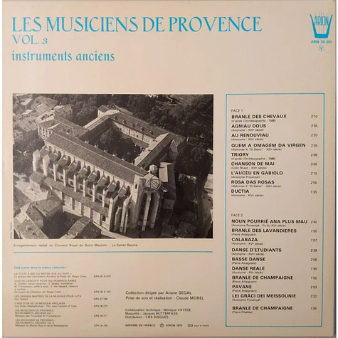 Les Musiciens De Provence - Vol. 3 - Musique Du Moyen-Age Et De La Renaissance - Instruments Anciens