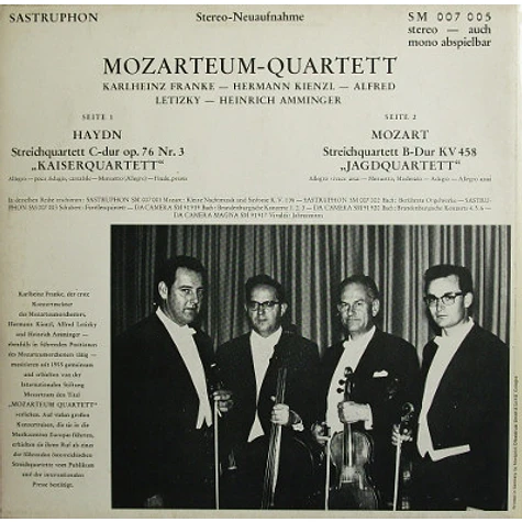 Mozarteum Quartett – Joseph Haydn / Wolfgang Amadeus Mozart - Kaiserquartett / Jagdquartett