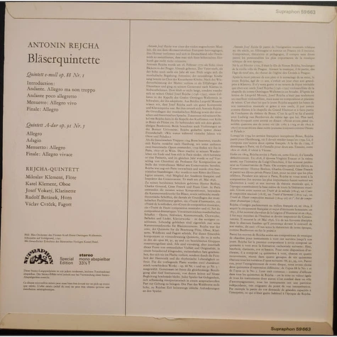 Anton Reicha - Rejcha Wind Quintet - Bläserquintette E-moll Op. 88 Nr. 1 / A-dur Op. 81 Nr. 5