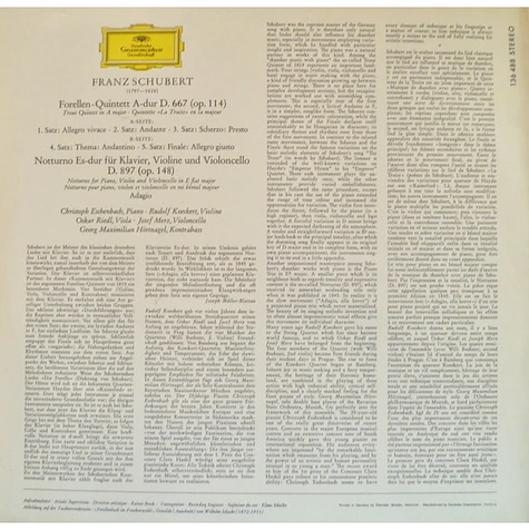 Franz Schubert / Christoph Eschenbach • Rudolf Koeckert • Oskar Riedl • Josef Merz • Georg Hörtnagel - Forellenquintett • Notturno