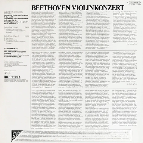 Itzhak Perlman, Carlo Maria Giulini, Philharmonia Orchestra - Beethoven: Violinkonzert