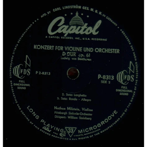 Ludwig Van Beethoven - Nathan Milstein, Pittsburgh Symphony Orchestra, William Steinberg - Concerto In D Major For Violin And Orchestra