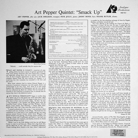 Art Pepper Quintet - Smack Up