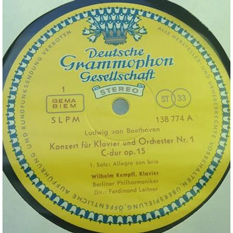 Ludwig van Beethoven / Wilhelm Kempff, Berliner Philharmoniker Dirigent: Ferdinand Leitner - Klavierkonzert Nr. 1 C-Dur, Op. 15