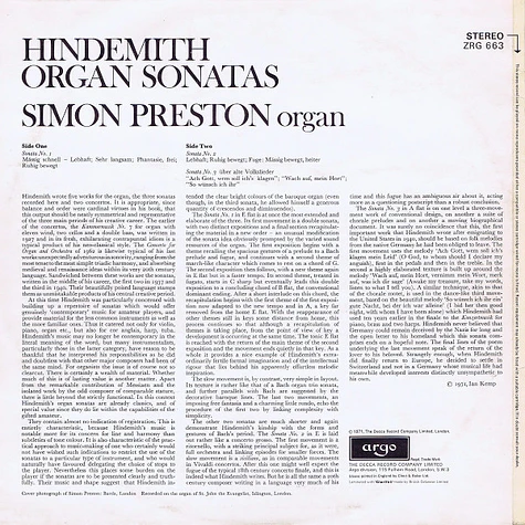 Paul Hindemith, Simon Preston - Organ Sonatas