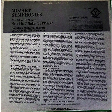 Wolfgang Amadeus Mozart, Das Mozarteum Orchester Salzburg, Leopold Hager - Symphonies No. 40 In G Minor / No. 41 In C Major "Jupiter"