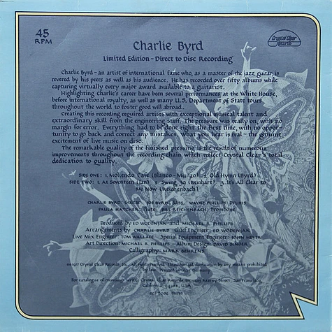 Charlie Byrd - Direct Disc Recording