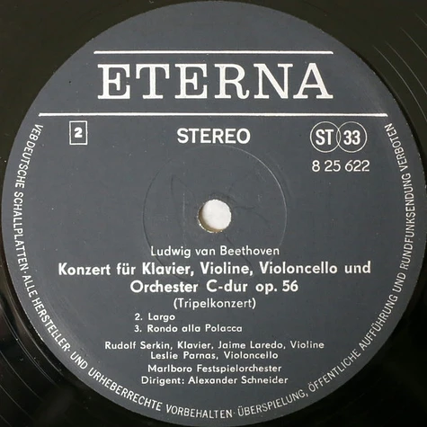 Ludwig van Beethoven, Rudolf Serkin, Jaime Laredo, Leslie Parnas - Konzert Für Klavier, Violine, Violoncello Und Orchester C-dur Op. 56