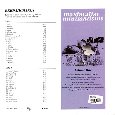 Reed Michaels - Maximalist Minimalisms Volume 1