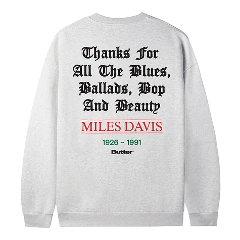 Butter Goods x Miles Davis - Thanks Crewneck
