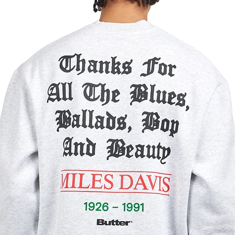 Butter Goods x Miles Davis - Thanks Crewneck