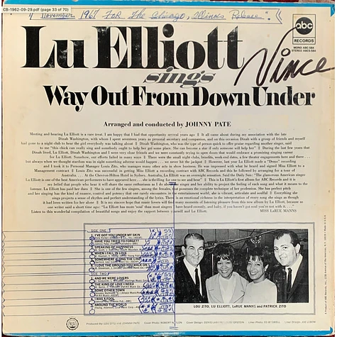 Lu Elliott - Sings Way Out From Down Under