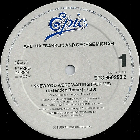 Aretha Franklin & George Michael - I Knew You Were Waiting (For Me)