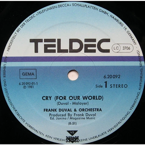 Frank Duval & Orchestra - Cry (For Our World) Long Version