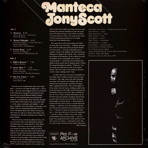 Tony Scott - Manteca HHV Exclusive Gold Colored Vinyl Edition