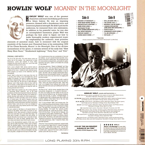 Howlin Wolf - Moanin In The Moonlight Crystal Clear Vinyl Edition
