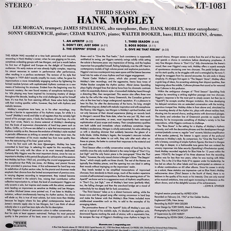 Hank Mobley - Third Season Tone Poet Vinyl Edition