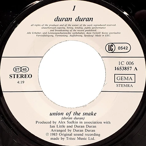 Duran Duran - Union Of The Snake