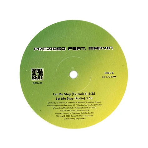 Prezioso - Tell Me Why / Let Me Stay Feat. Marvin White Vinyl Edition