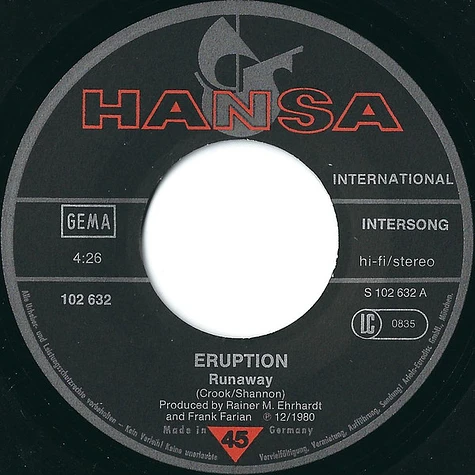 Eruption - Runaway / Good Good Feelin'