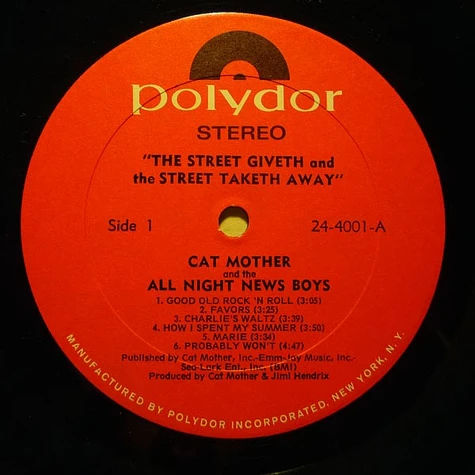 Cat Mother And The All-Night Newsboys - The Street Giveth.. And The Street Taketh Away