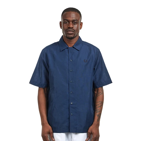 Fred Perry - Linen Blend Revere Collar Shirt (Tennis Blue) | HHV