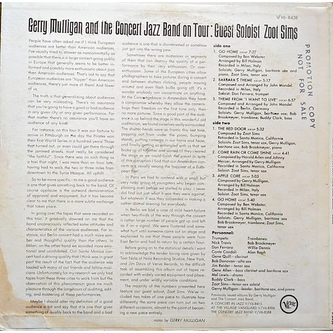 Gerry Mulligan & The Concert Jazz Band Guest Soloist: Zoot Sims - Gerry Mulligan And The Concert Jazz Band On Tour