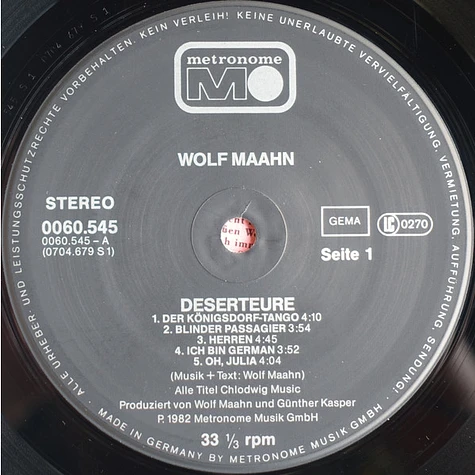 Wolf Maahn - Deserteure