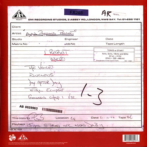 The Alan Parsons Project - I Robot - Work In Progress Record Store Day 2025 Blue Colored