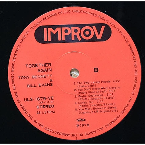 Tony Bennett & Bill Evans - Together Again