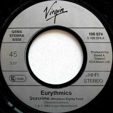 Eurythmics - Sexcrime (Nineteen Eighty ▪ Four)