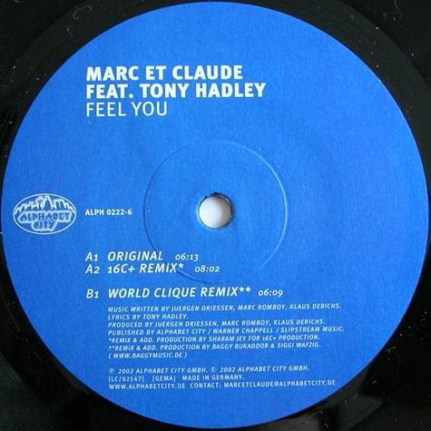 Marc Et Claude Feat. Tony Hadley - Feel You