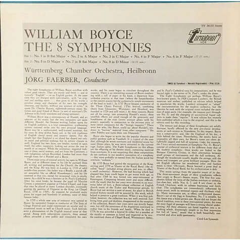 William Boyce, Jörg Faerber, Württembergisches Kammerorchester - The 8 Symphonies