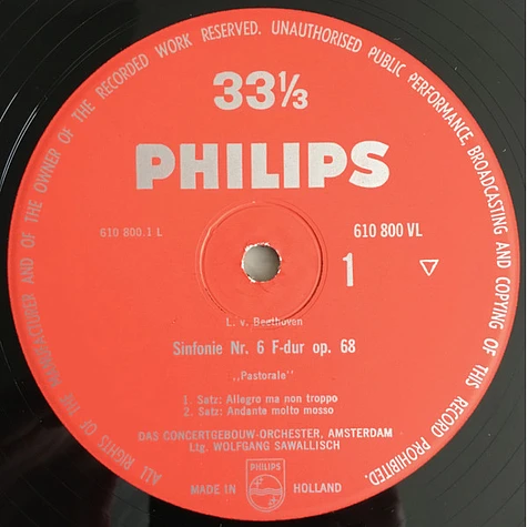 Ludwig van Beethoven, Concertgebouworkest Conducted By Wolfgang Sawallisch - Synfonie Nr. 6 In F-Dur Op. 68 "Pastoral", Fidelio-Ouverture Op. 72c