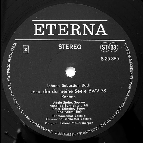 Johann Sebastian Bach, Adele Stolte, Annelies Burmeister, Peter Schreier, Theo Adam, Thomanerchor, Gewandhausorchester Leipzig, Erhard Mauersberger - Erschallet, Ihr Lieder Kantate BWV 172 / Jesu, Der Du Meine Seele Kantate BWV 78