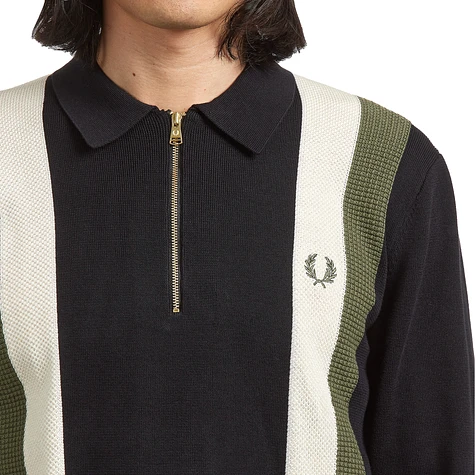 Fred Perry - Multi Texture LS Knitted Shirt (Black) | HHV