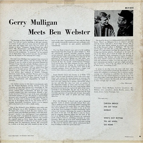 Gerry Mulligan Meets Ben Webster - Gerry Mulligan Meets Ben Webster