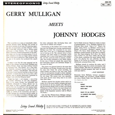 Gerry Mulligan & Johnny Hodges - Gerry Mulligan Meets Johnny Hodges