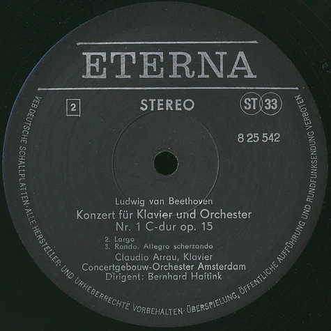 Ludwig van Beethoven, Claudio Arrau, Concertgebouworkest, Bernard Haitink - Konzert Für Klavier Und Orchester Nr. 1 C-dur Op. 15