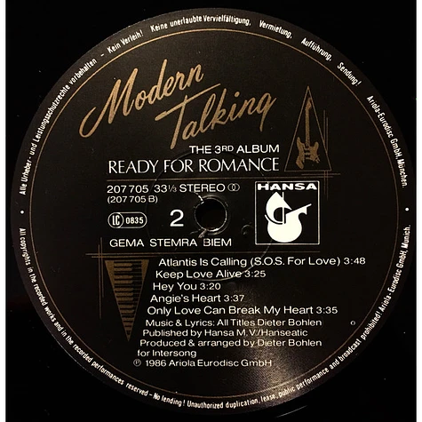 Modern Talking - Ready For Romance (The 3rd Album)