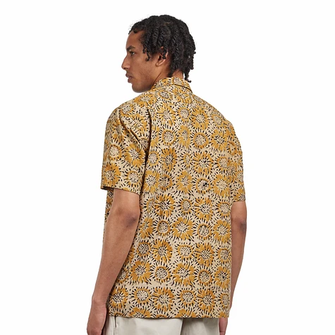 Beams Plus - Open Collar Block Print Sun Flower