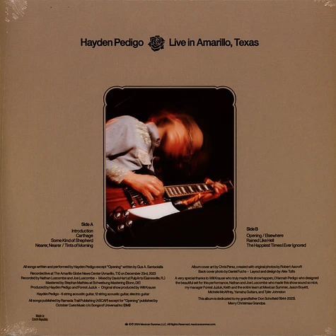 Hayden Pedigo - Live In Amarillo, Texas - Vinyl LP - 2022 - UK