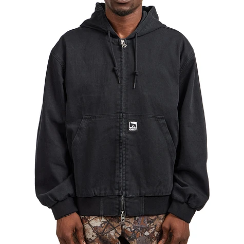 Obey - Glen Zip Up Jacket (Black Faded Wash) | HHV