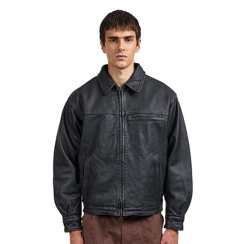 FrizmWORKS - Destroyed Cowhide Leather Jacket (Washed Black
