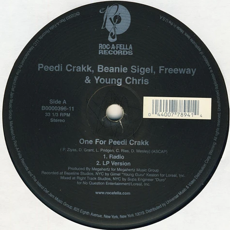 Peedi Crakk, Beanie Sigel, Freeway & Young Chris - One For Peedi Crakk