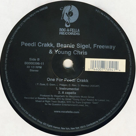 Peedi Crakk, Beanie Sigel, Freeway & Young Chris - One For Peedi Crakk