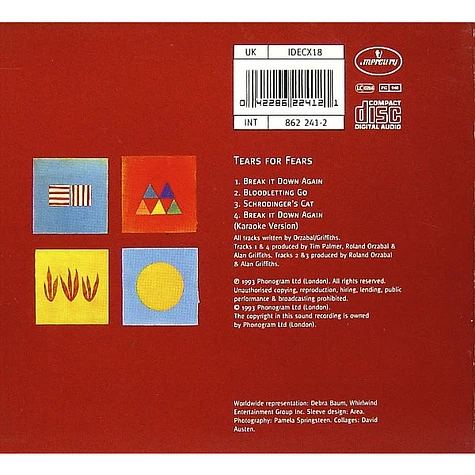 Tears For Fears - Break It Down Again - CD - 1993 - EU - Original